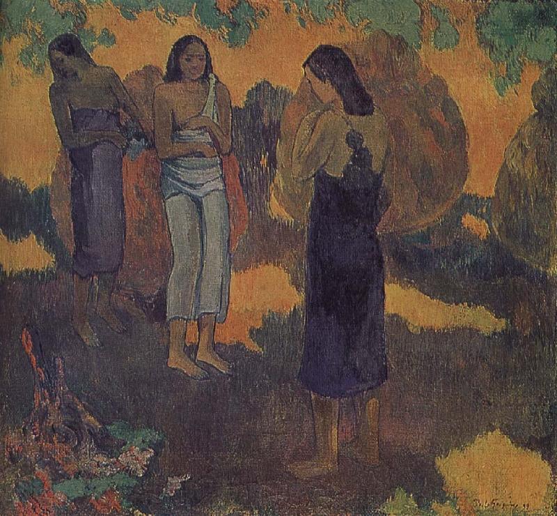 Paul Gauguin Yellow background, three women Spain oil painting art